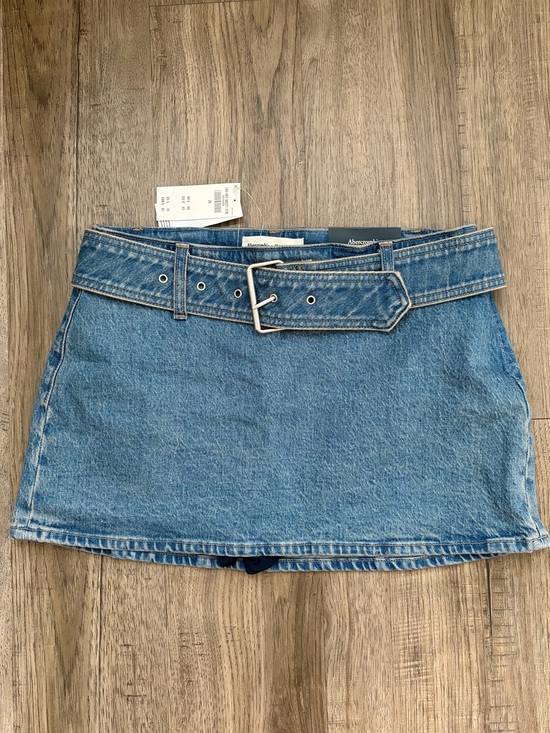 Abercrombie & Fitch Pants - Abercrombie & Fitch Light Blue Denim Mini Skirt with Belted Waist